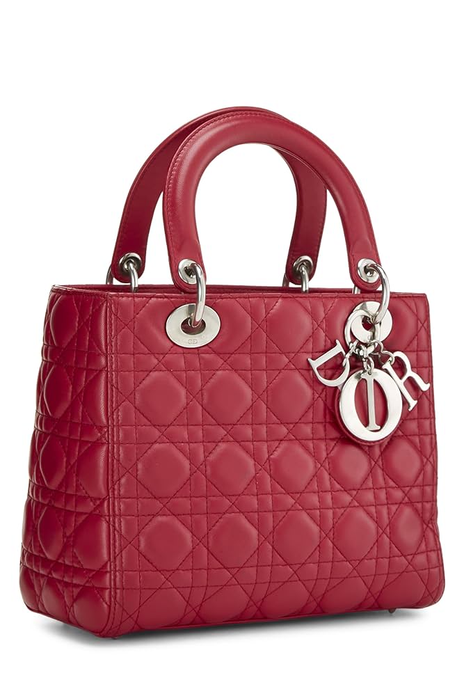 Amazon.com: Dior, Pre-Loved Red Cannage Quilted Lambskin Lady Dior